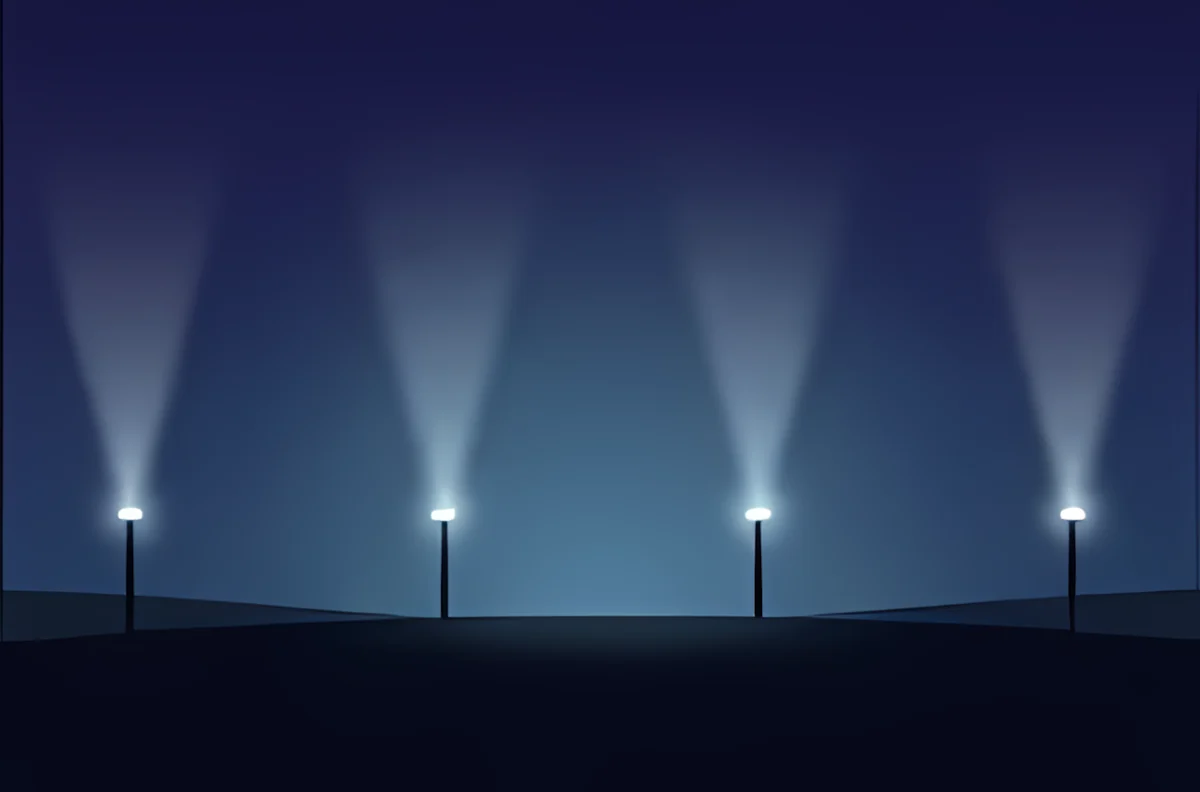 Ilustración de luz artificial emitida hacia el cielo.